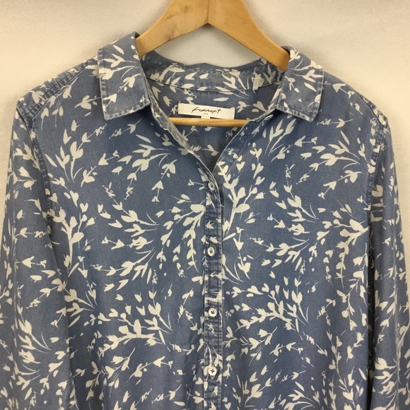 Foxcroft Carmen Long Sleeve Wistful Branches Tencel Button Up Shirt Size 12 - Picture 4 of 11